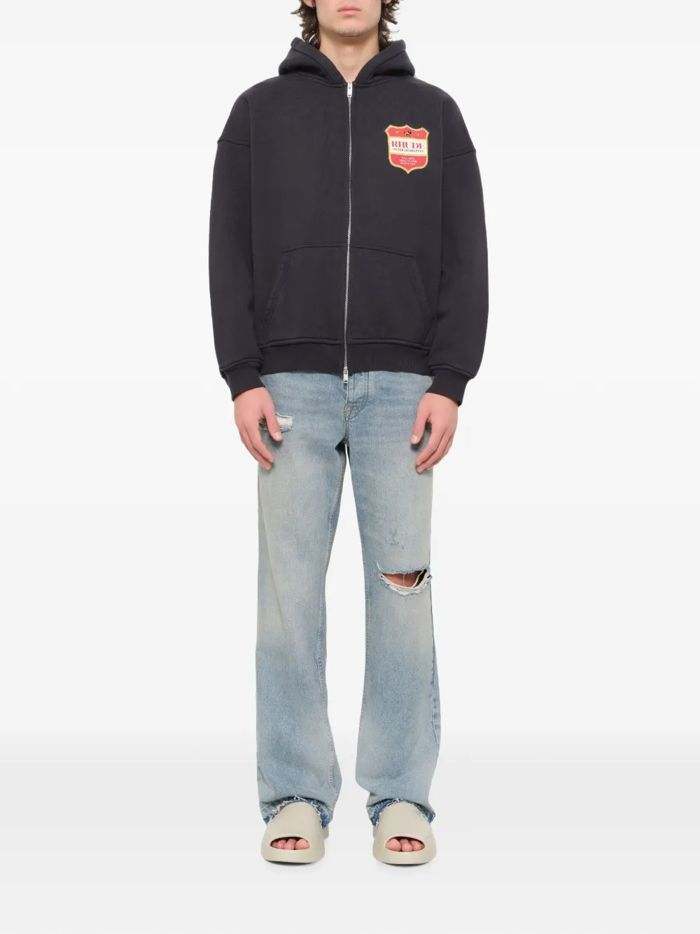 RHUDE Filtaro Crest hoodie met rits Zwart
