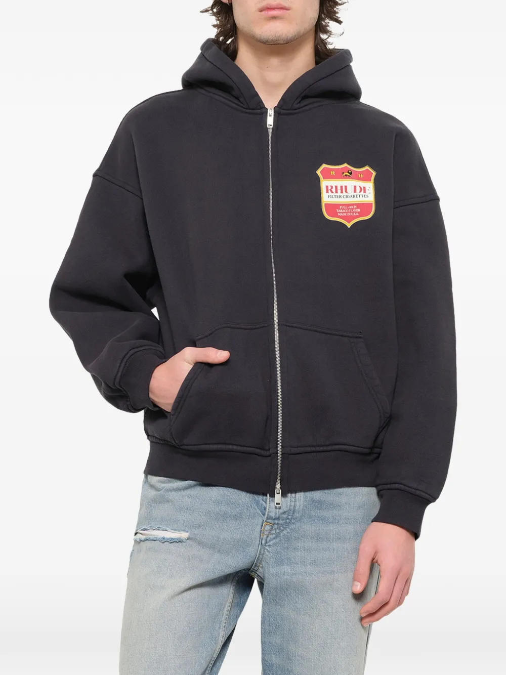 RHUDE Filtaro Crest hoodie met rits Zwart
