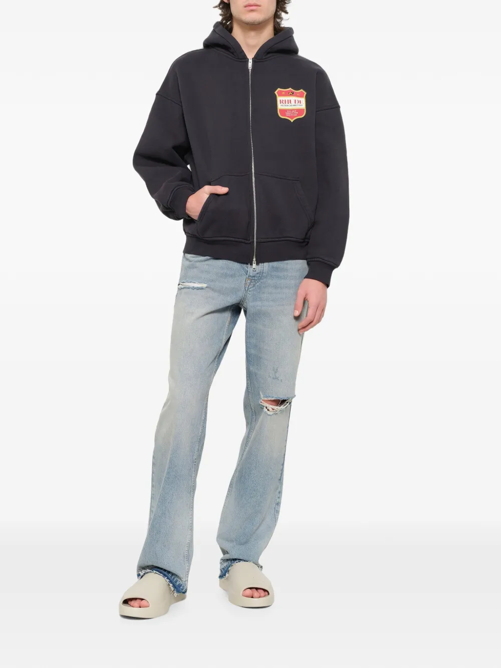 RHUDE Filtaro Crest hoodie met rits Zwart