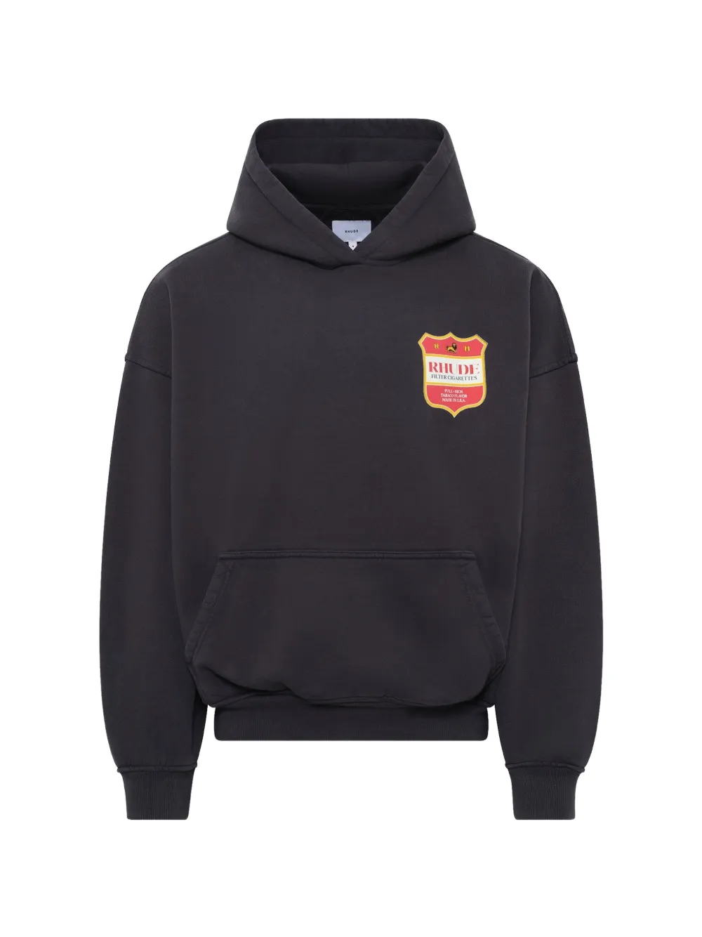 RHUDE crest-graphic kangaroo-pocket hoodie - Nero