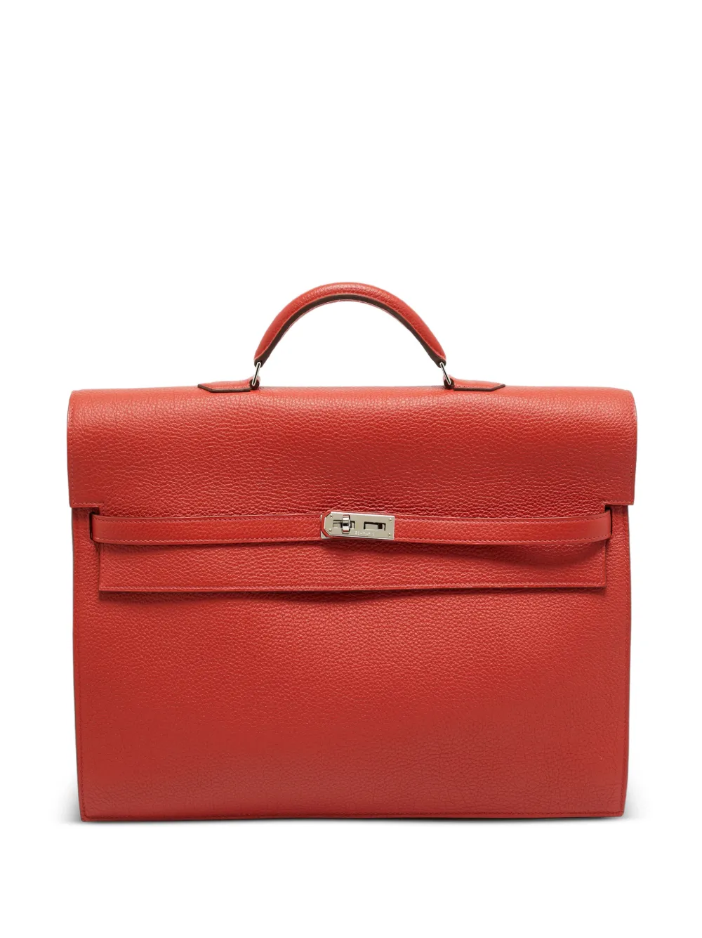 Pre-owned Hermes 2012 Kelly Dépêches Leather Briefcase In Red
