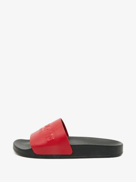 Balmain Pre-Owned logo-embossed leather slides