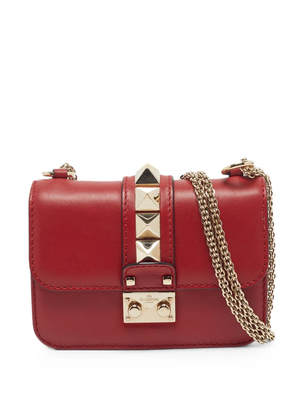 Valentino Garavani Pre-Owned Borsa a spalla Glam Lock con borchie - Rosso