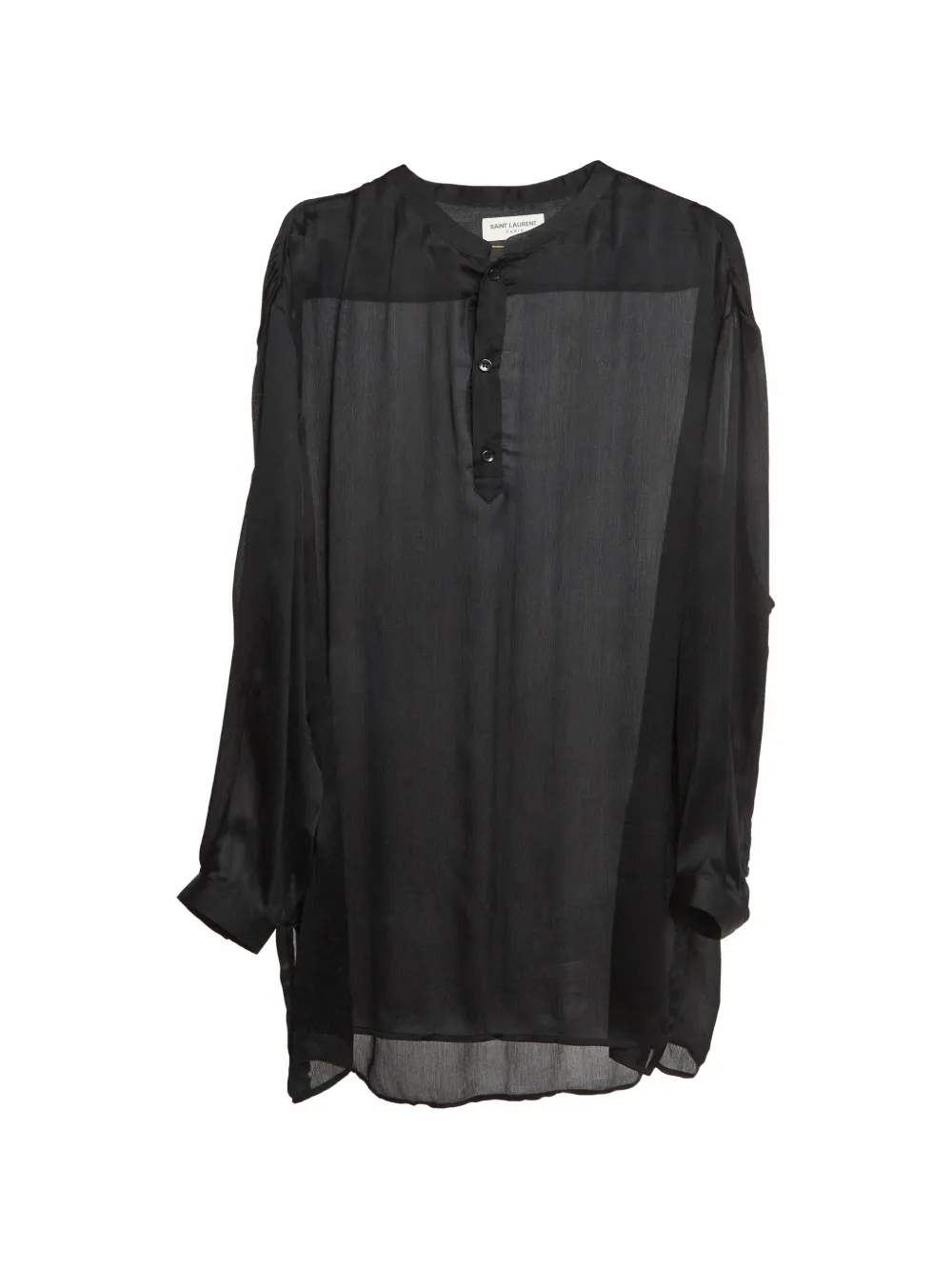 Saint Laurent Pre-Owned Chiffonhemd mit Chinakragen - Schwarz