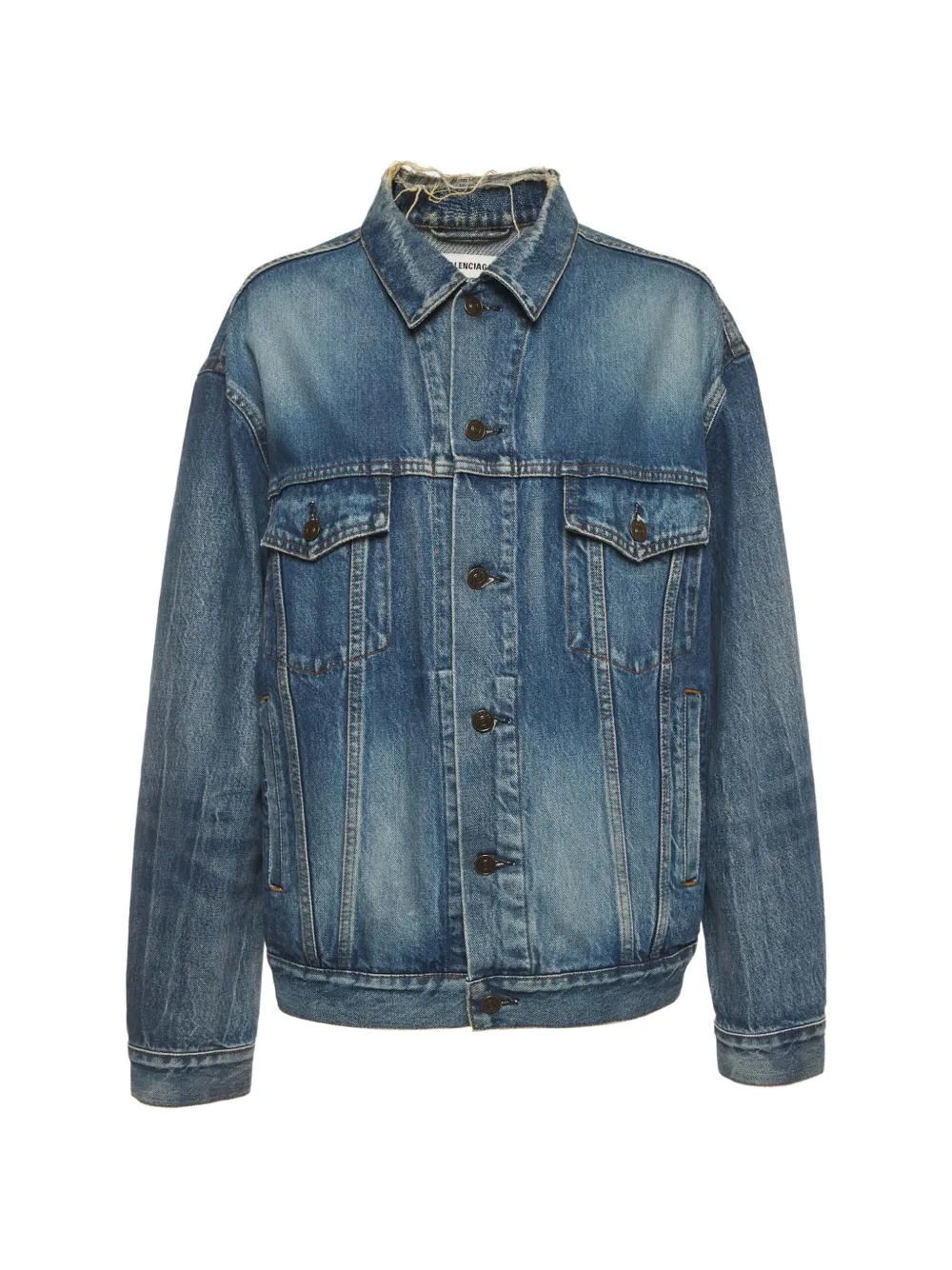 Balenciaga Pre-Owned Jeansjacke mit Logo-Print - Blau