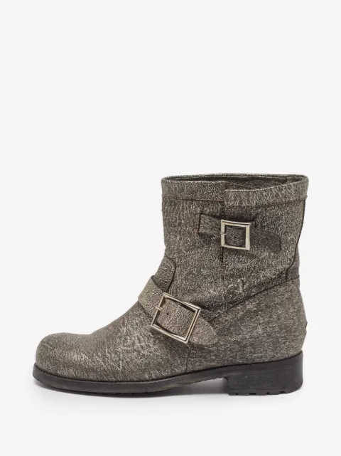 Jimmy Choo Pre-Owned Platinum buckle ankle boots