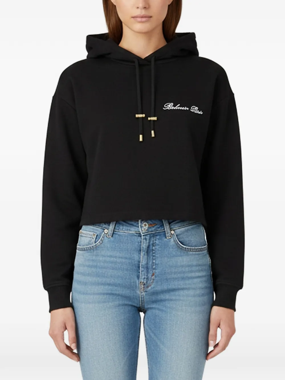 Balmain Pre-Owned Cropped-Hoodie - Schwarz