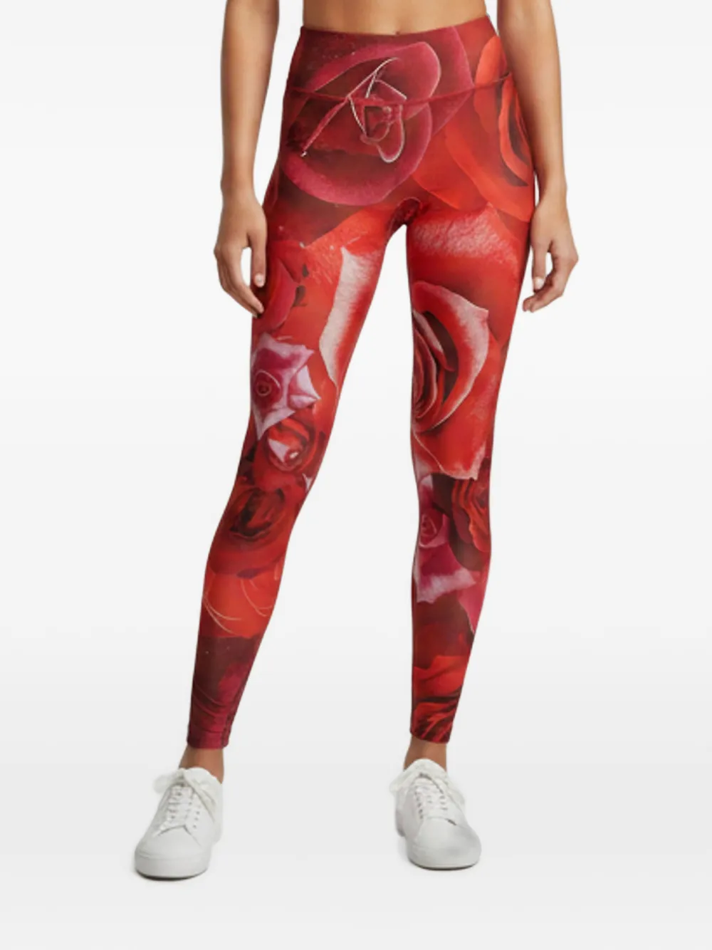 Roberto Cavalli Vintage legging à roses imprimées - Rouge