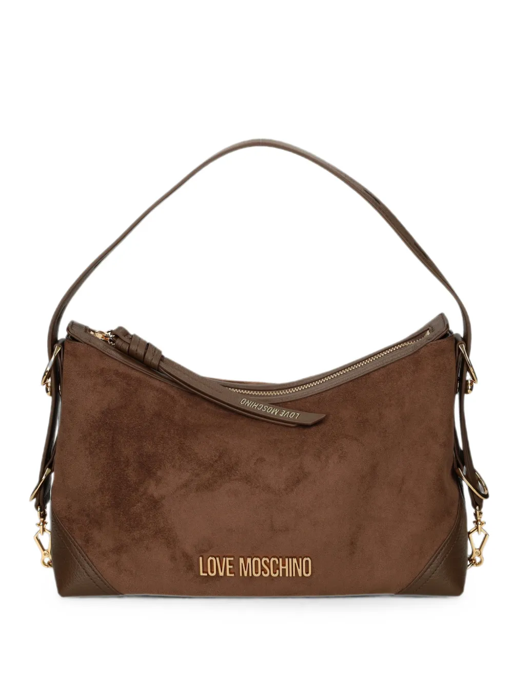 Love Moschino Borsa a spalla con placca logo - Marrone