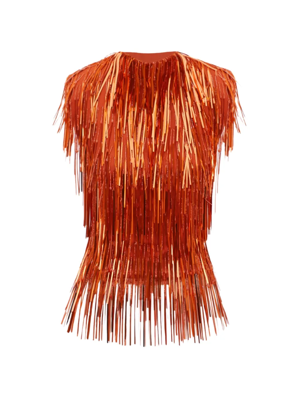 Gemy Maalouf fringe-detail high-neck top - Arancione