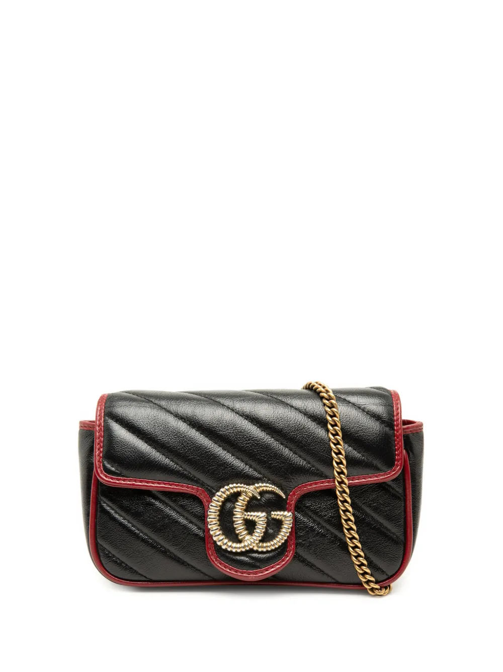 Gucci Pre-Owned 2016-2026 Super Mini GG Marmont Matelasse Leather Torchon Flap Umhängetasche - Schwarz