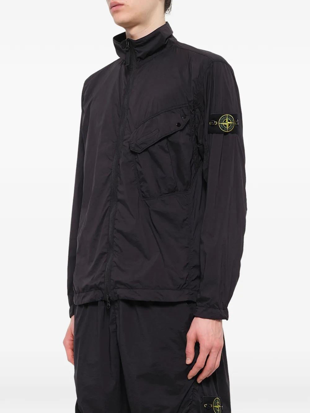 Stone Island Ultralight nylon stretch-TC shirtjack Zwart