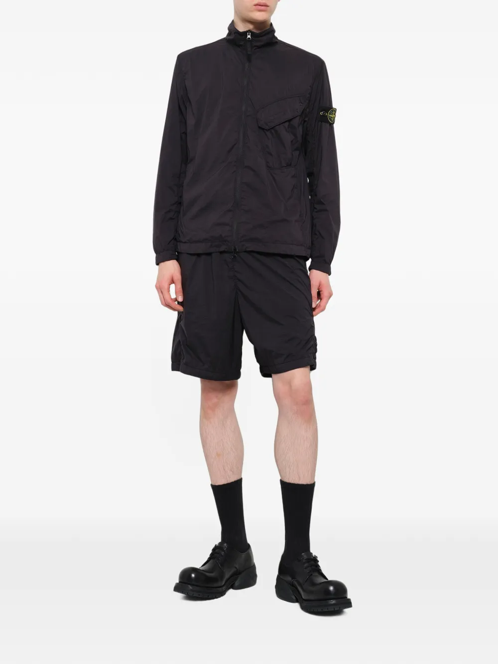 Stone Island Ultralight nylon stretch-TC shirtjack Zwart