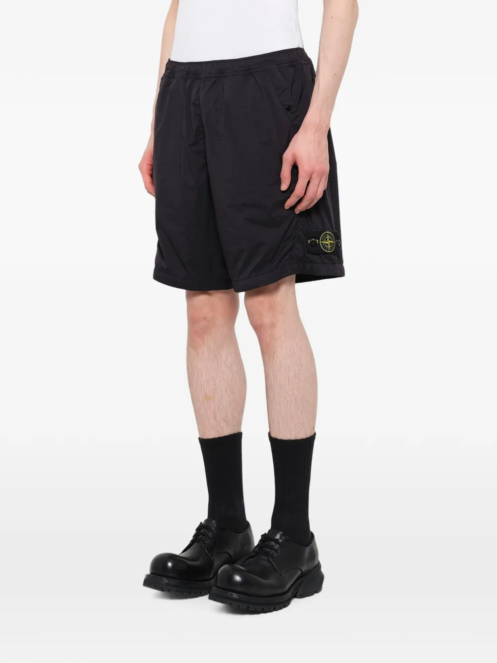 Stone Island Shorts met logopatch Zwart