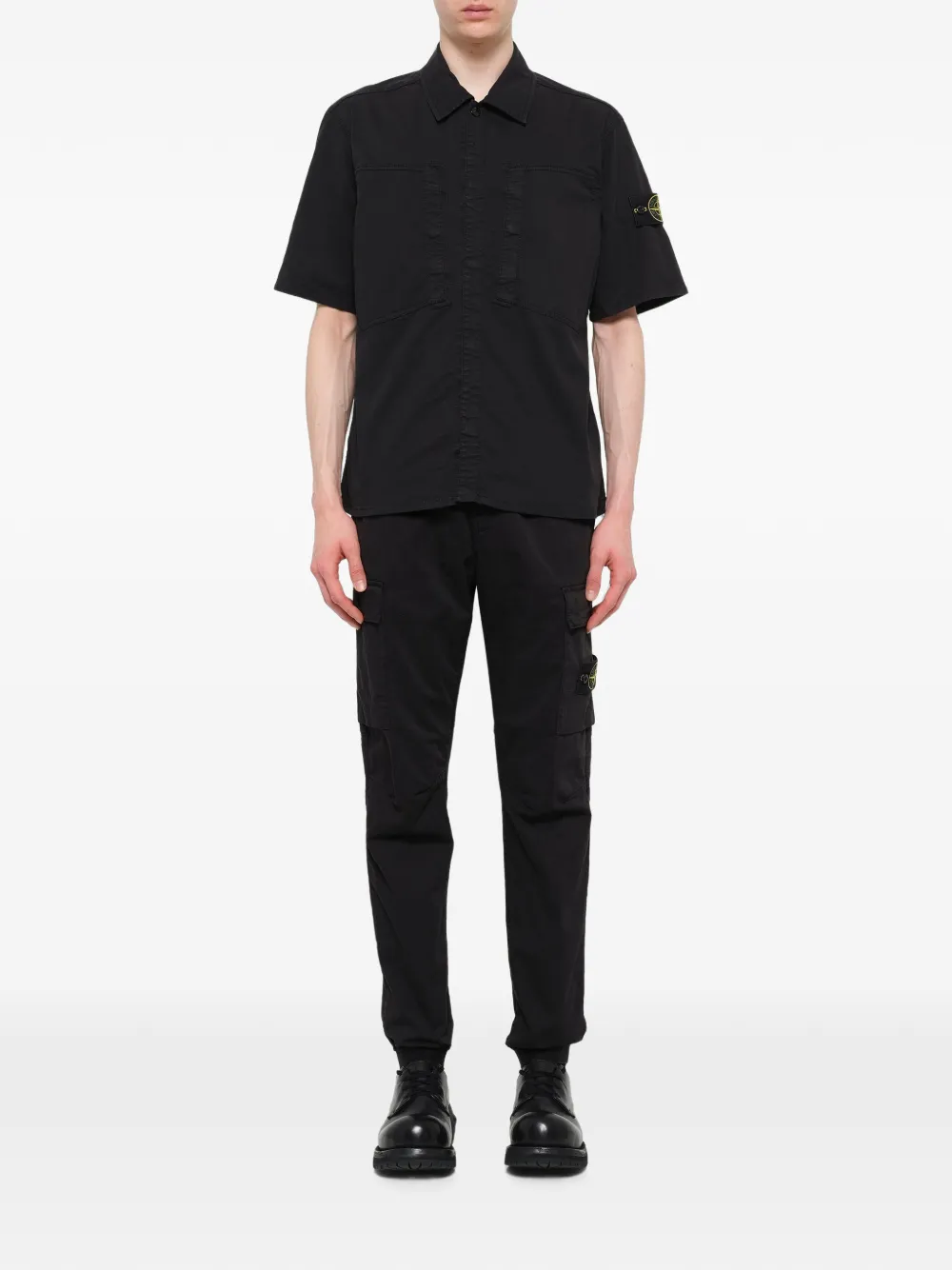 Stone Island stretch organic cotton twill shirt Zwart