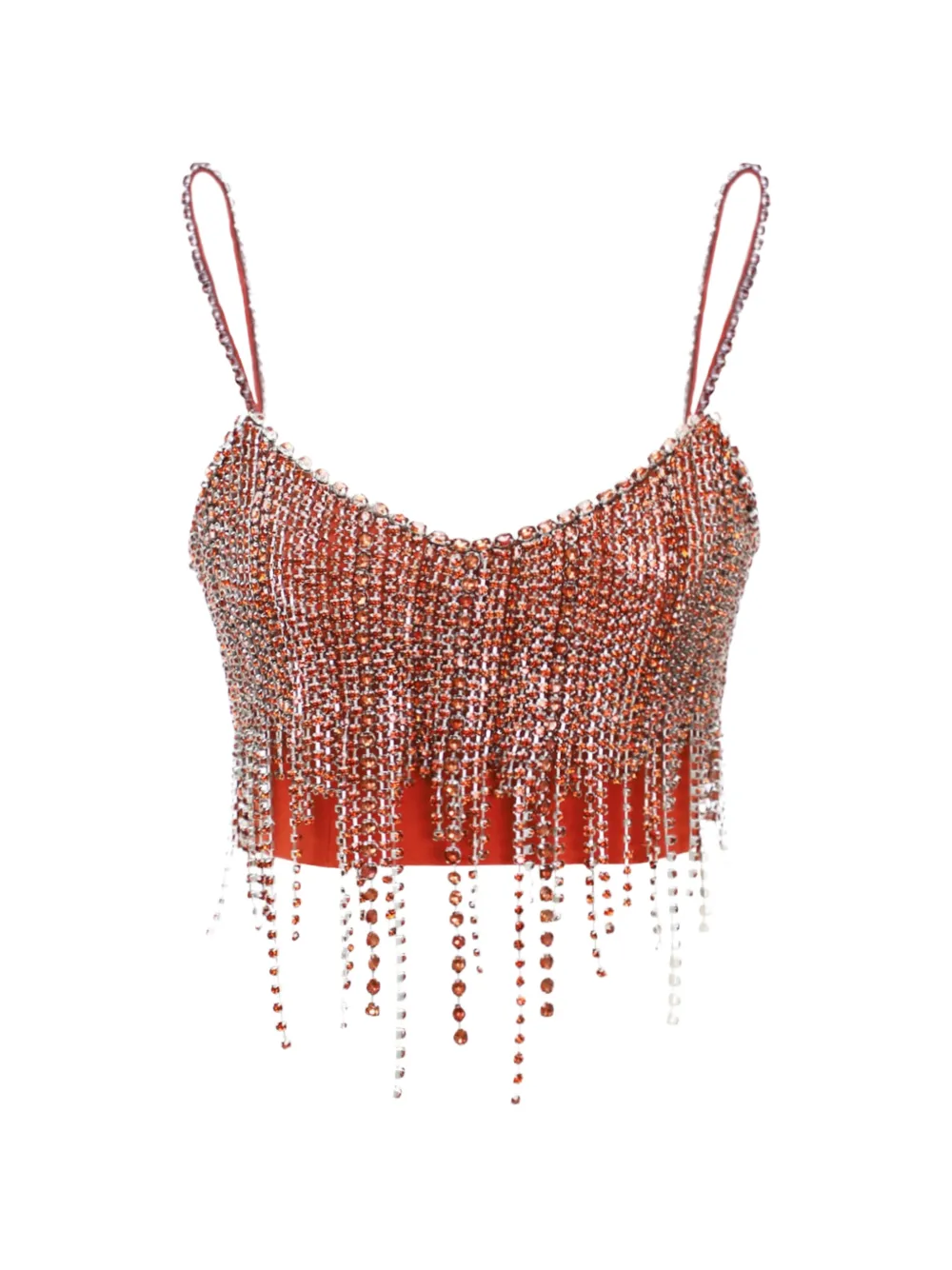 Gemy Maalouf beaded-fringe cropped top - Rosso