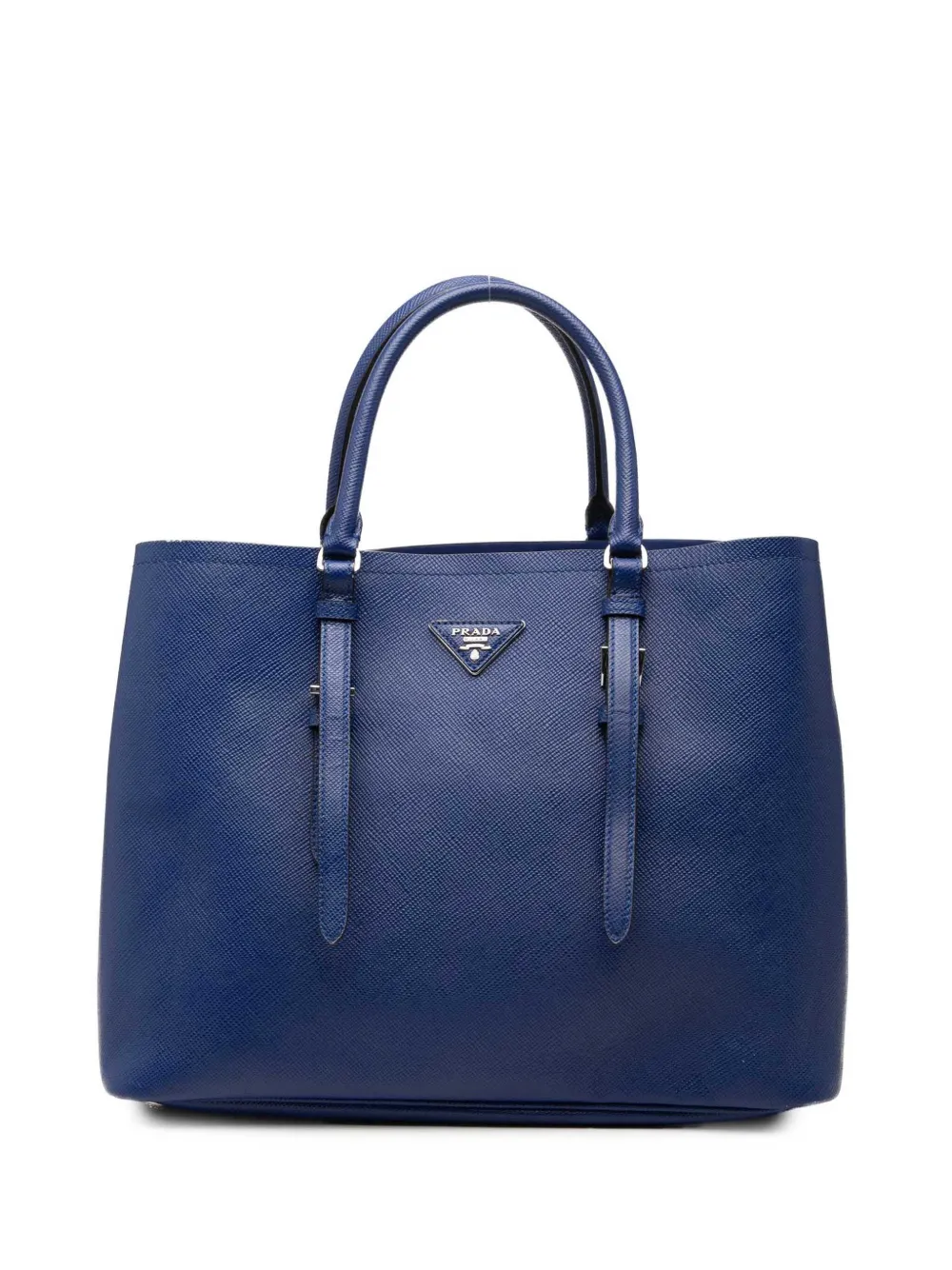 Prada Pre-Owned 2010-2026 mittelgroße Saffiano Cuir Double Satchel-Tasche - Blau