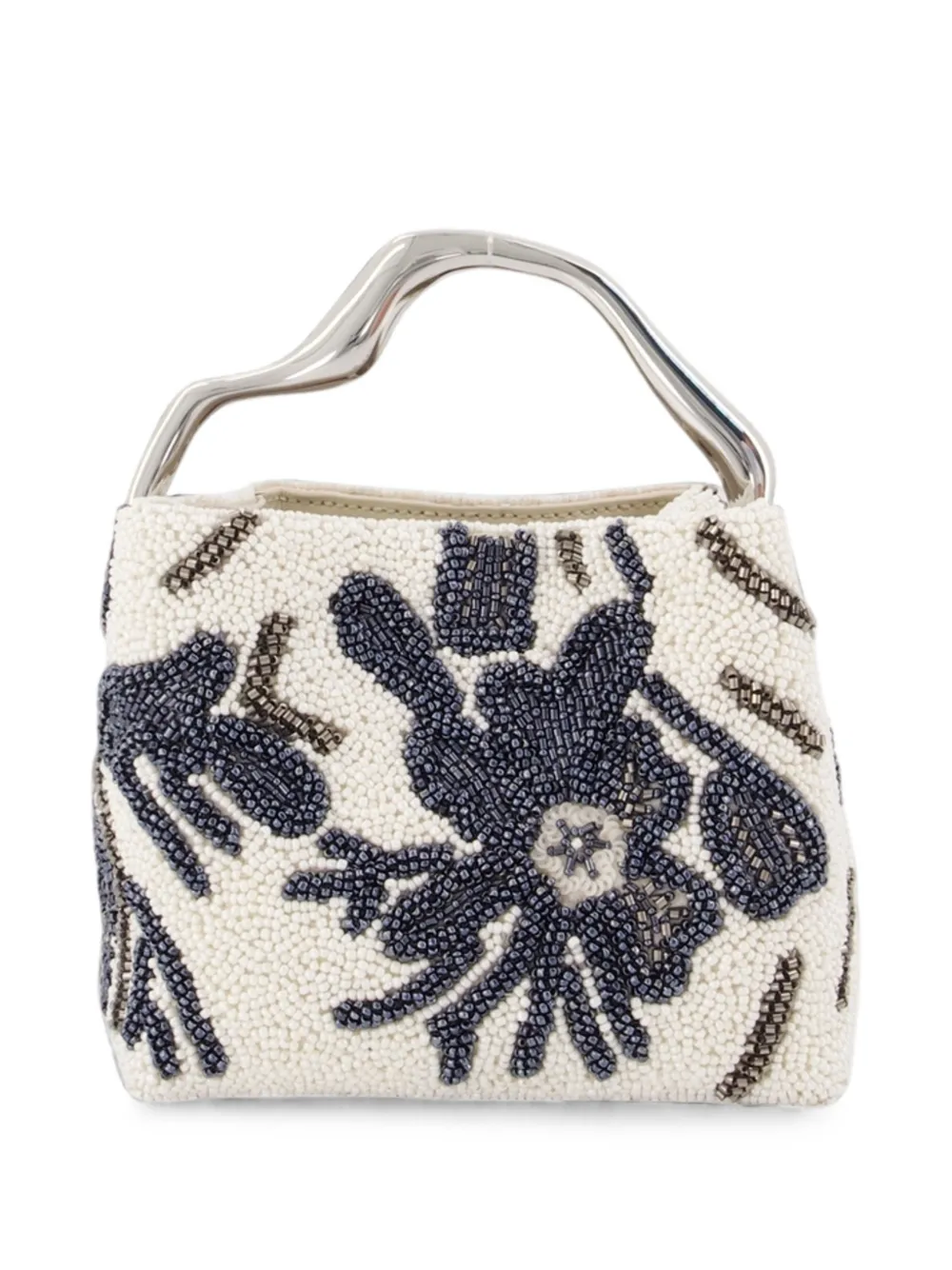Cult Gaia Solene mini-handtas met bloemen-print en kralen Beige