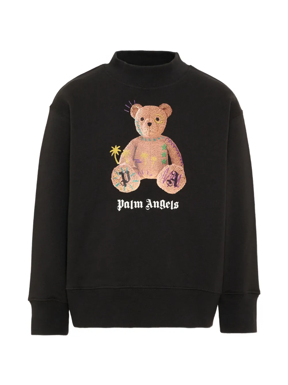 Palm Angels Kids bear-print cotton sweatshirt - Nero