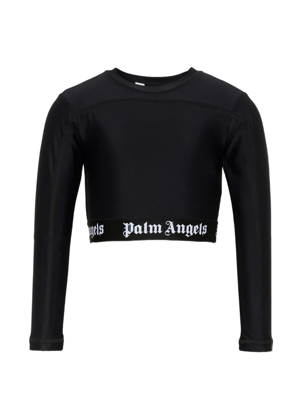 Palm Angels Kids logo-tape cropped T-shirt - Nero