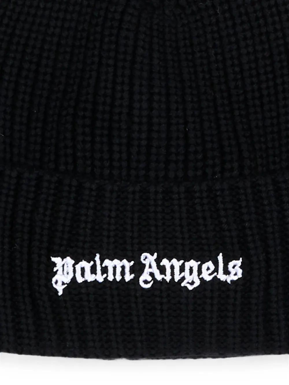 Palm Angels Kids Ribgebreide muts met geborduurd logo Zwart
