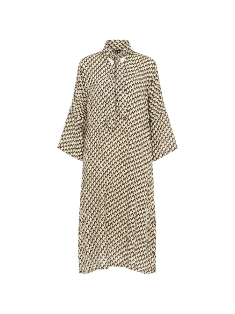 Odeeh pussy-bow geometric-print midi dress