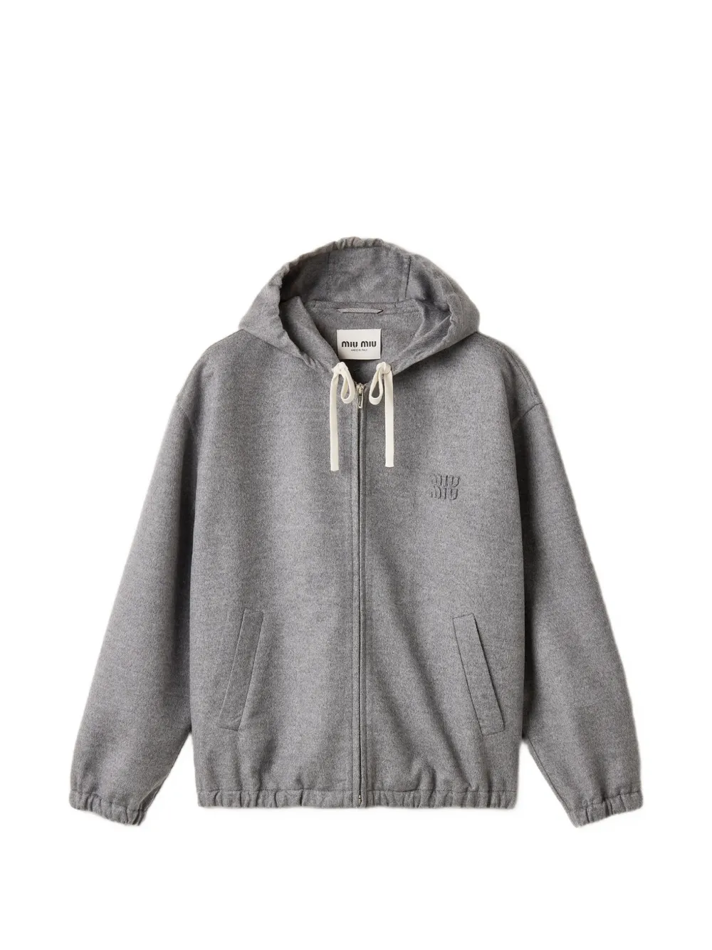 Miu Double kasjmier en wollen jack met capuchon Grijs