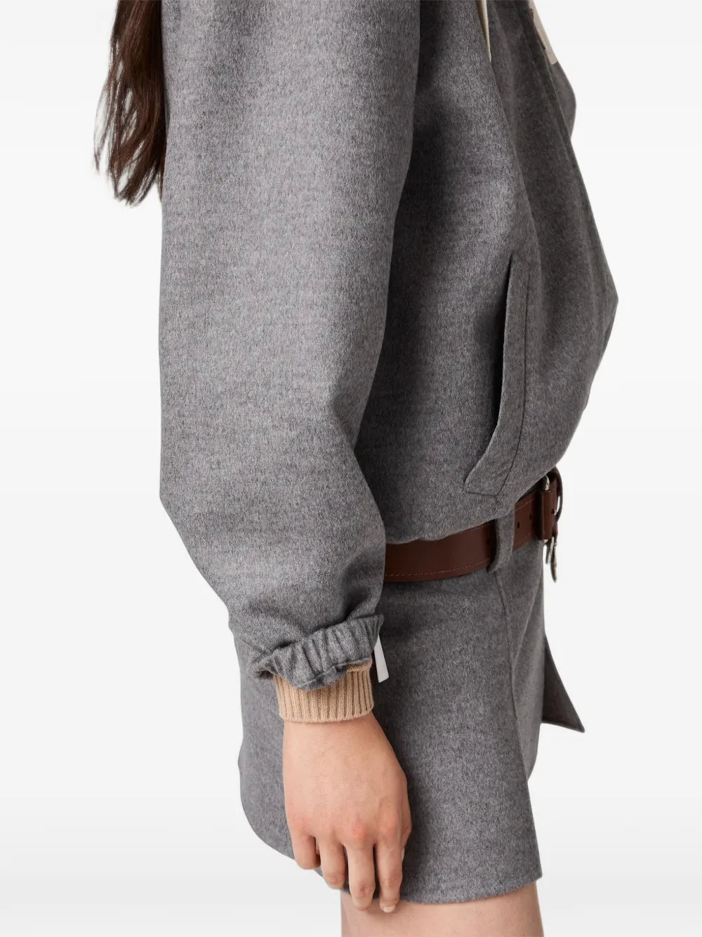 Miu Double kasjmier en wollen jack met capuchon Grijs