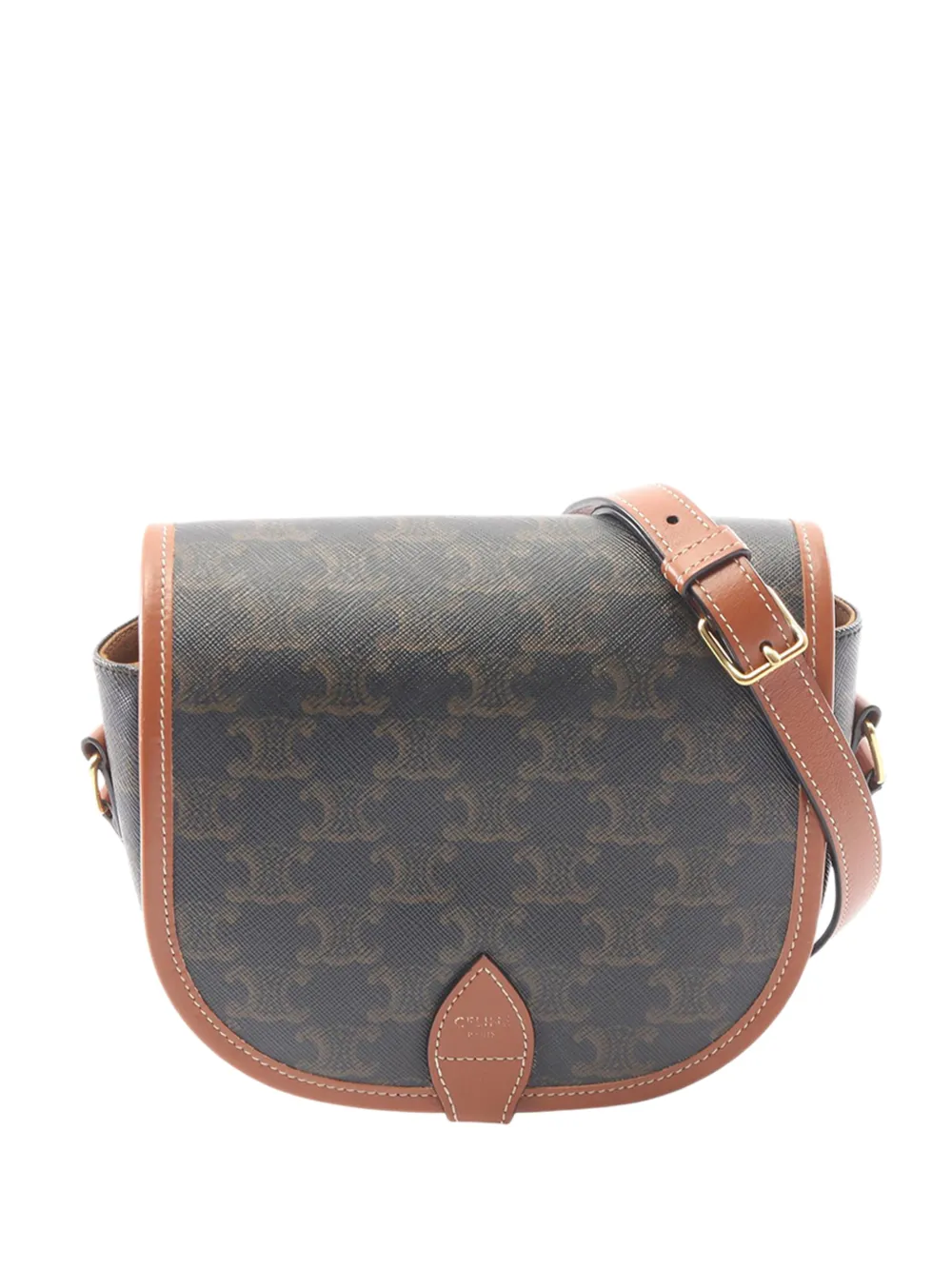 Celine Pre-Owned 2019-2026 Medium Triomphe Coated Canvas Folco crossbody bag - Marrone