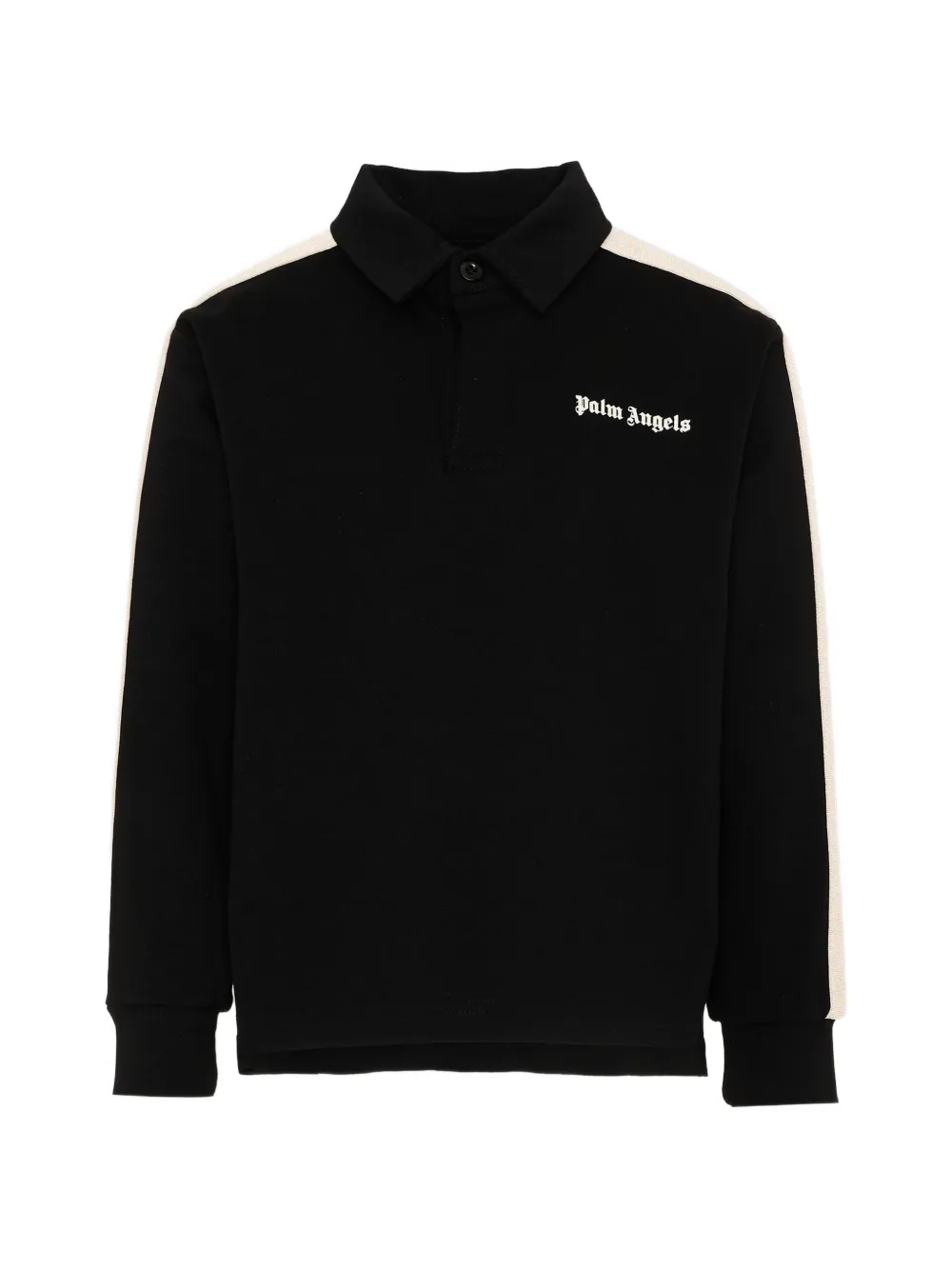 Palm Angels Kids logo-print side-stripe polo shirt - Nero