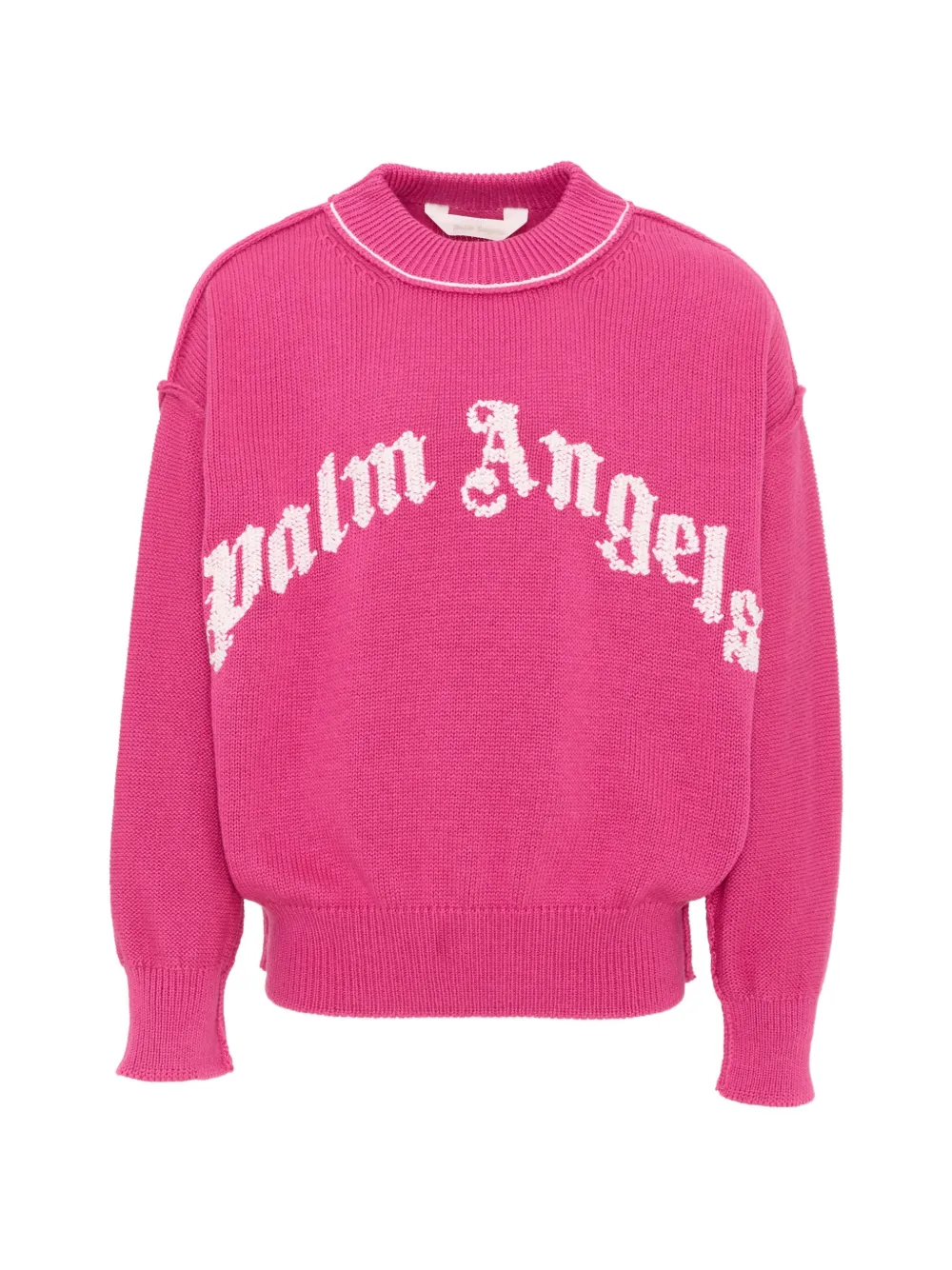 Palm Angels Kids logo-intarsia knitted sweater - Rosa