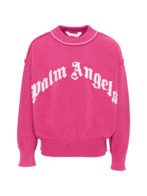 Palm Angels Kids logo-intarsia knitted sweater