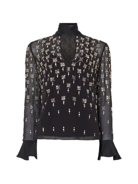 Temperley London crystal-embellished pussy-bow blouse