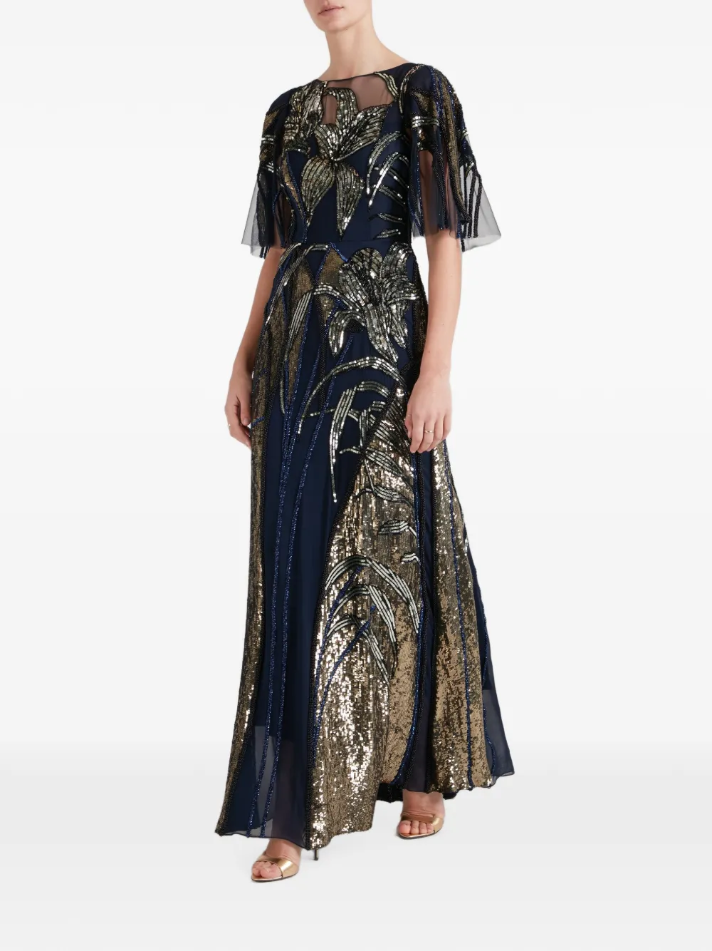Temperley London sequin-embellished Mariana maxi dress Blauw
