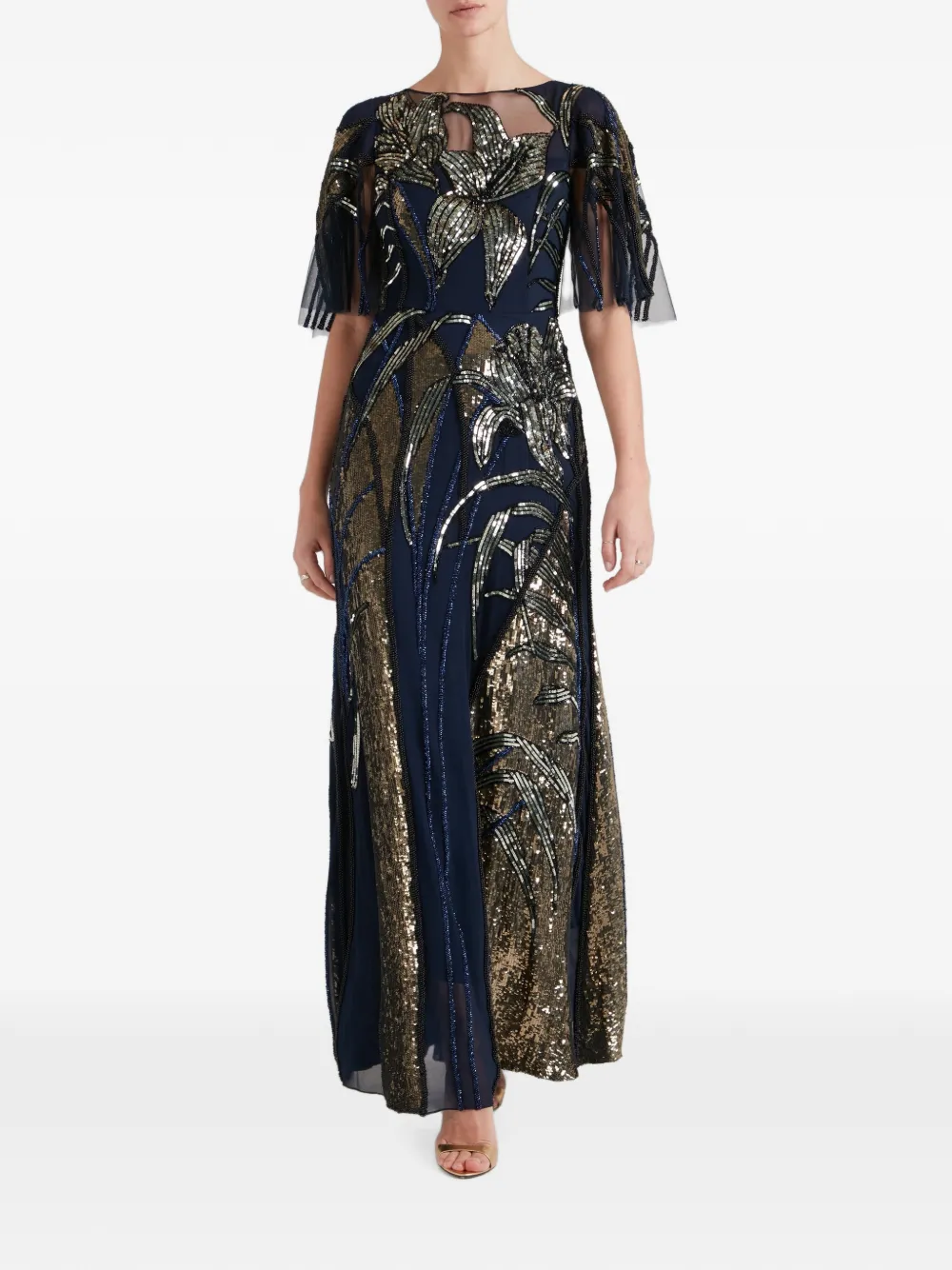 Temperley London sequin-embellished Mariana maxi dress Blauw
