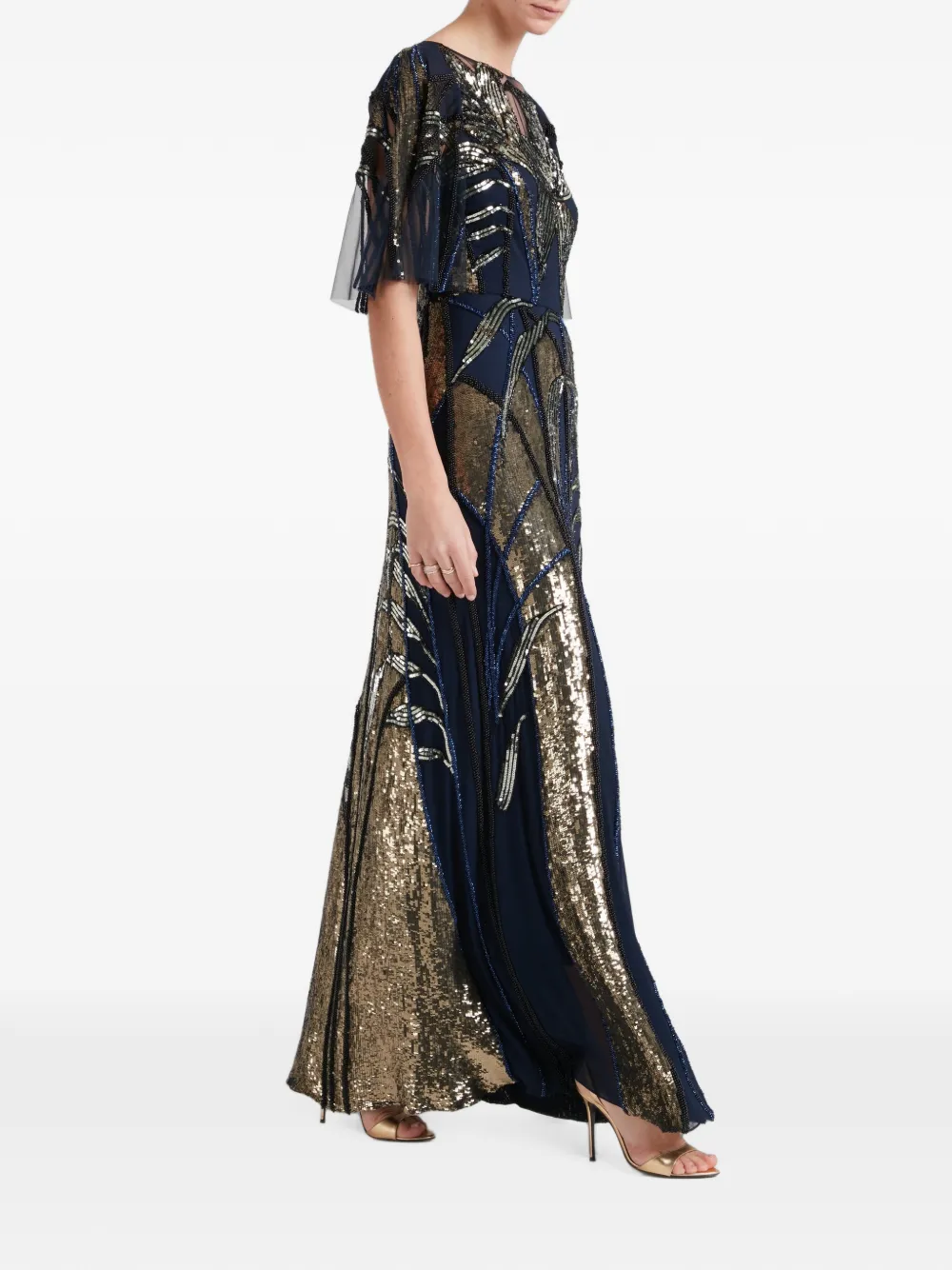 Temperley London sequin-embellished Mariana maxi dress Blauw