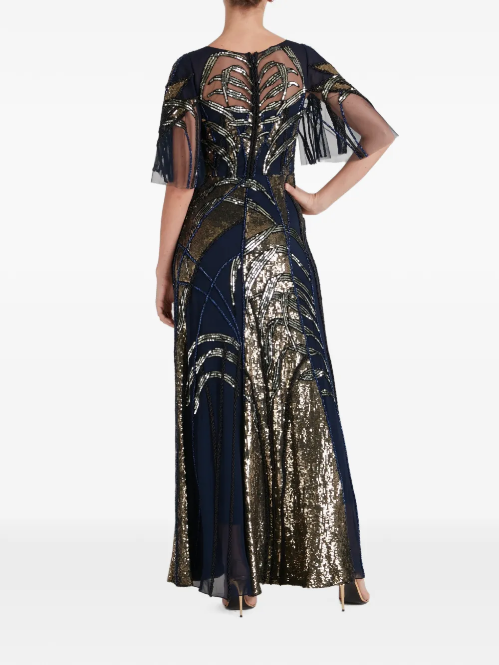Temperley London sequin-embellished Mariana maxi dress Blauw