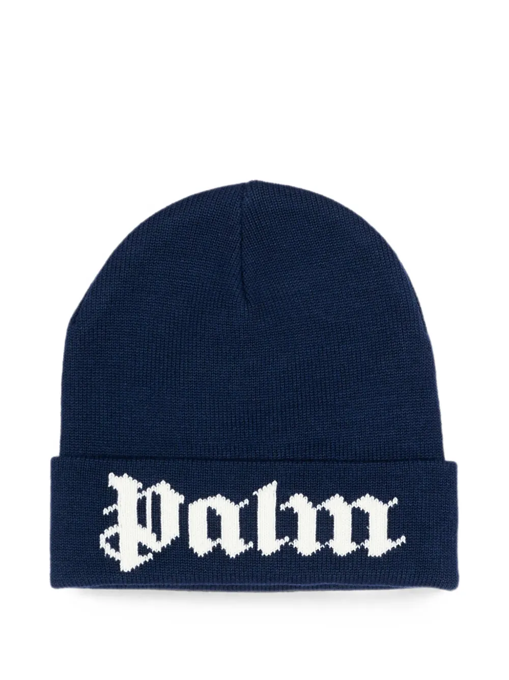 Palm Angels Kids logo-intarsia beanie hat - Blu