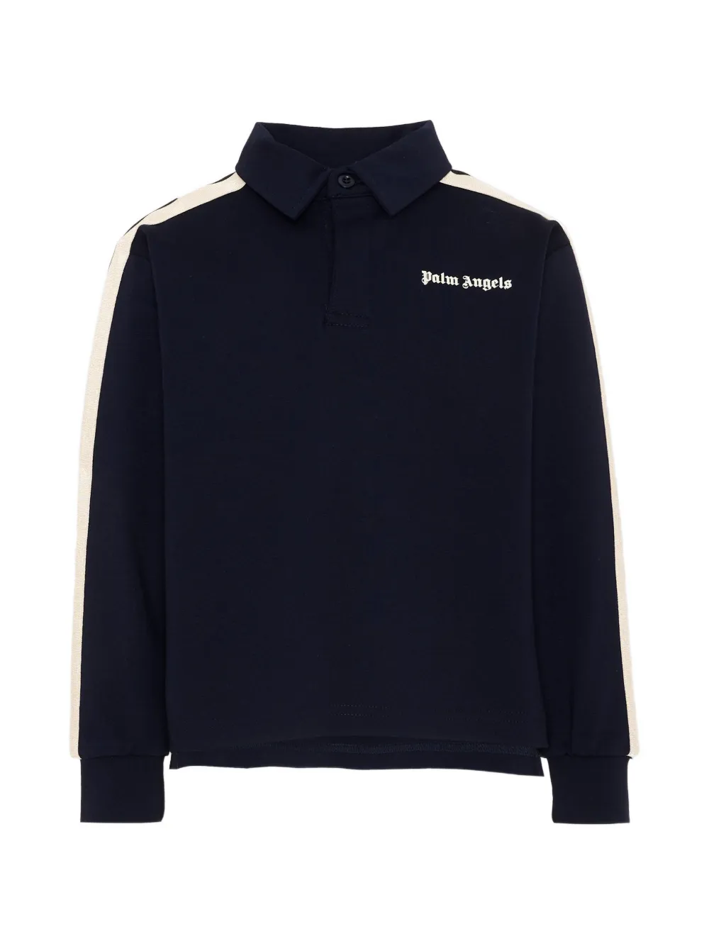 Palm Angels Kids logo-print side-stripe polo shirt - Blu