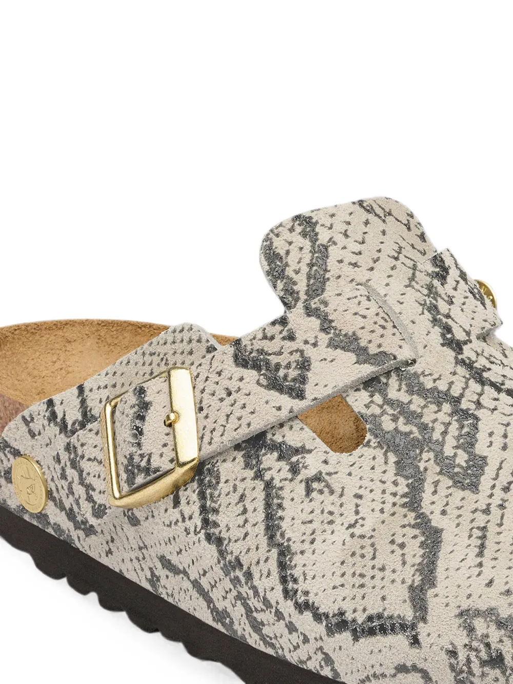 Birkenstock Boston klompen met slangenprint Beige