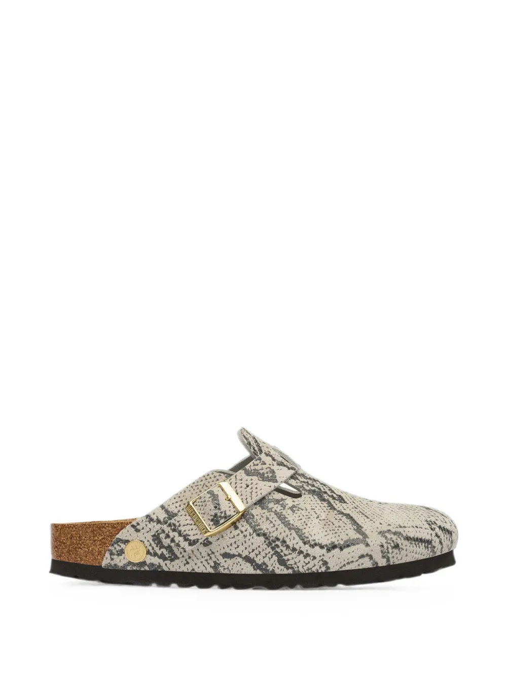 Birkenstock Boston klompen met slangenprint Beige