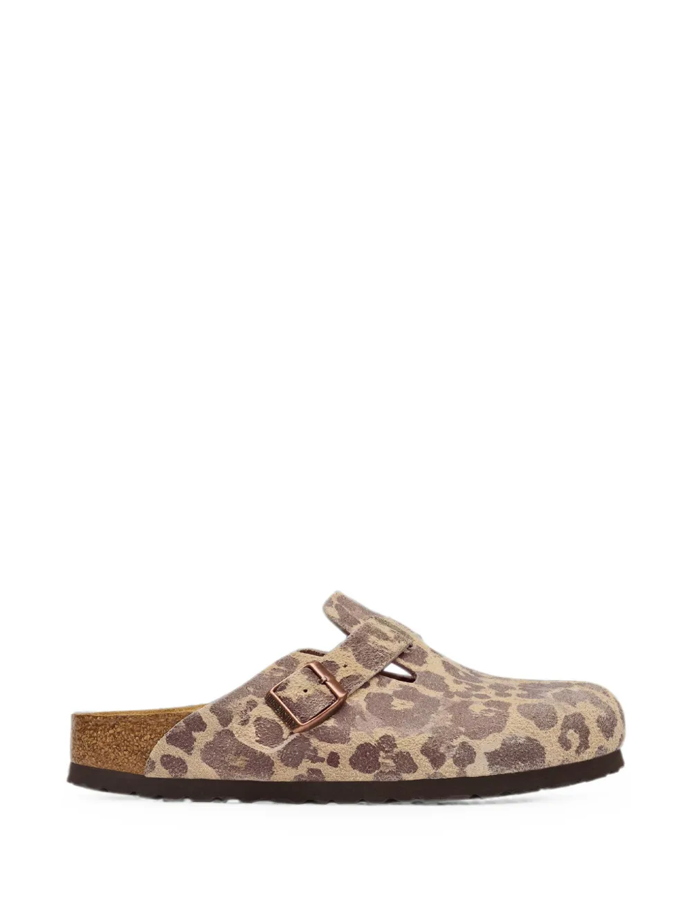 Birkenstock Boston animalier-print suede mules Beige