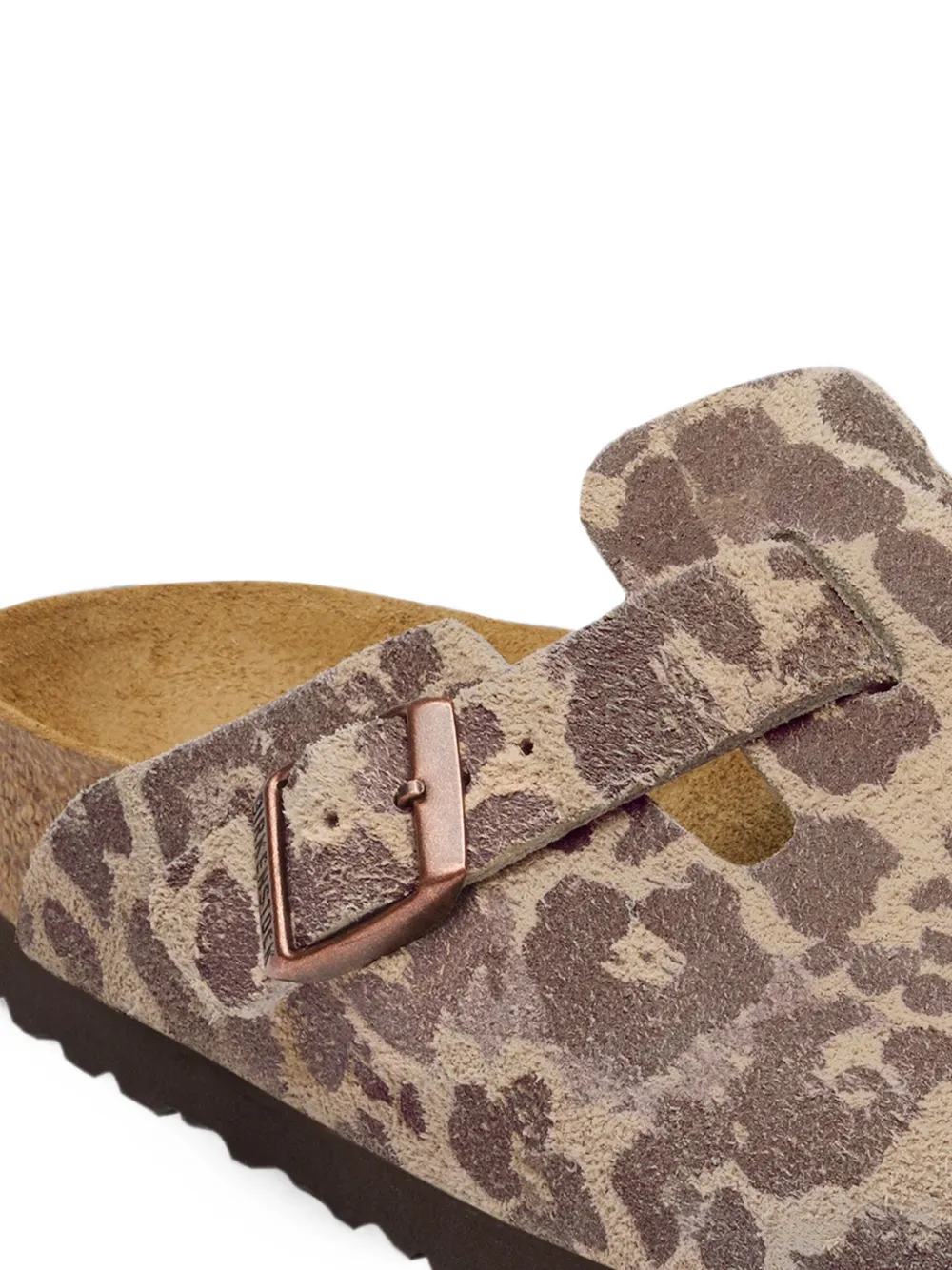 Birkenstock Boston animalier-print suede mules Beige