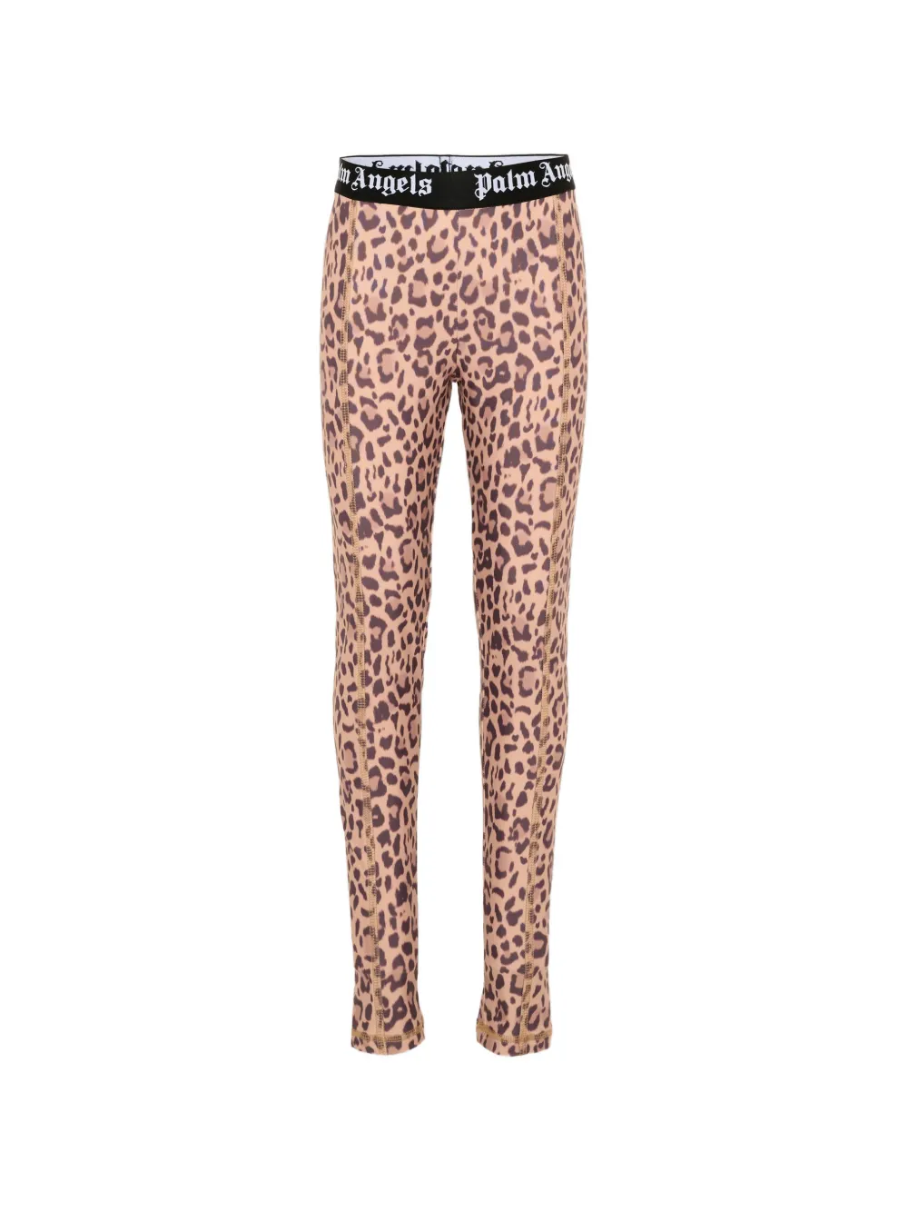 Palm Angels Kids leopard-print logo-waistband leggings - Toni neutri
