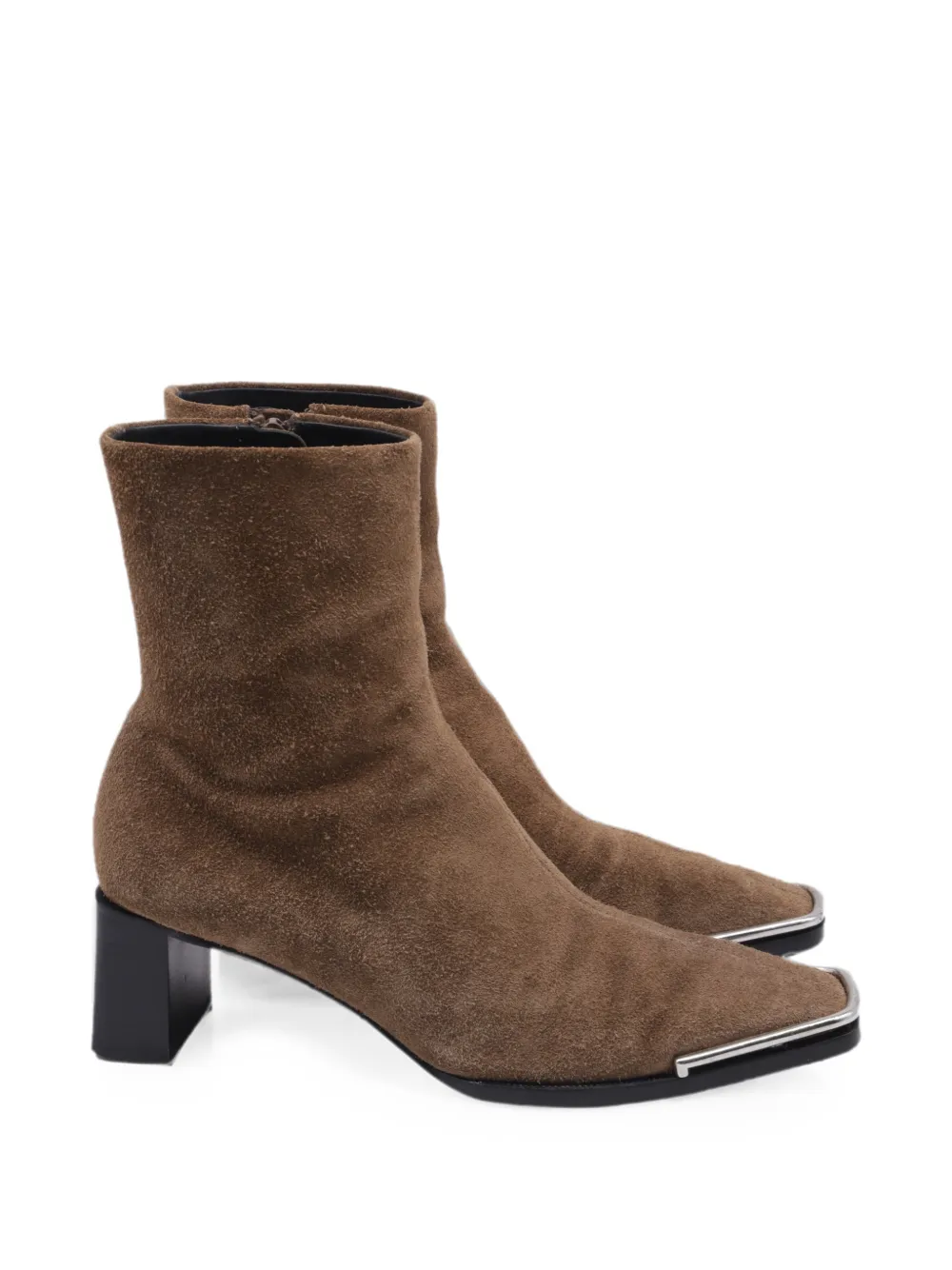 Pre-owned Alexander Wang Suede Metal-tip Ankle Boots In Brown