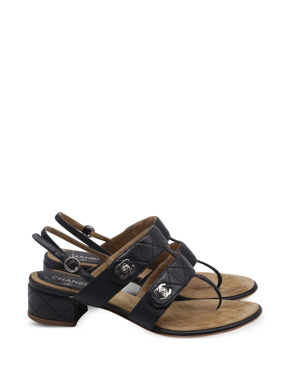 CHANEL Pre-Owned Gesteppte Sandalen mit GG - Schwarz