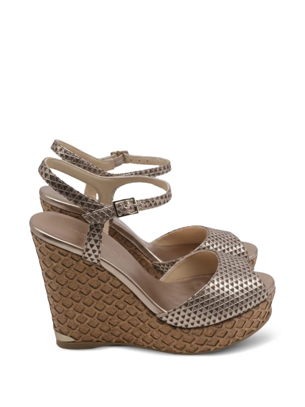 Jimmy Choo Pre-Owned Gemusterte Peeptoe-Sandalen - Gold