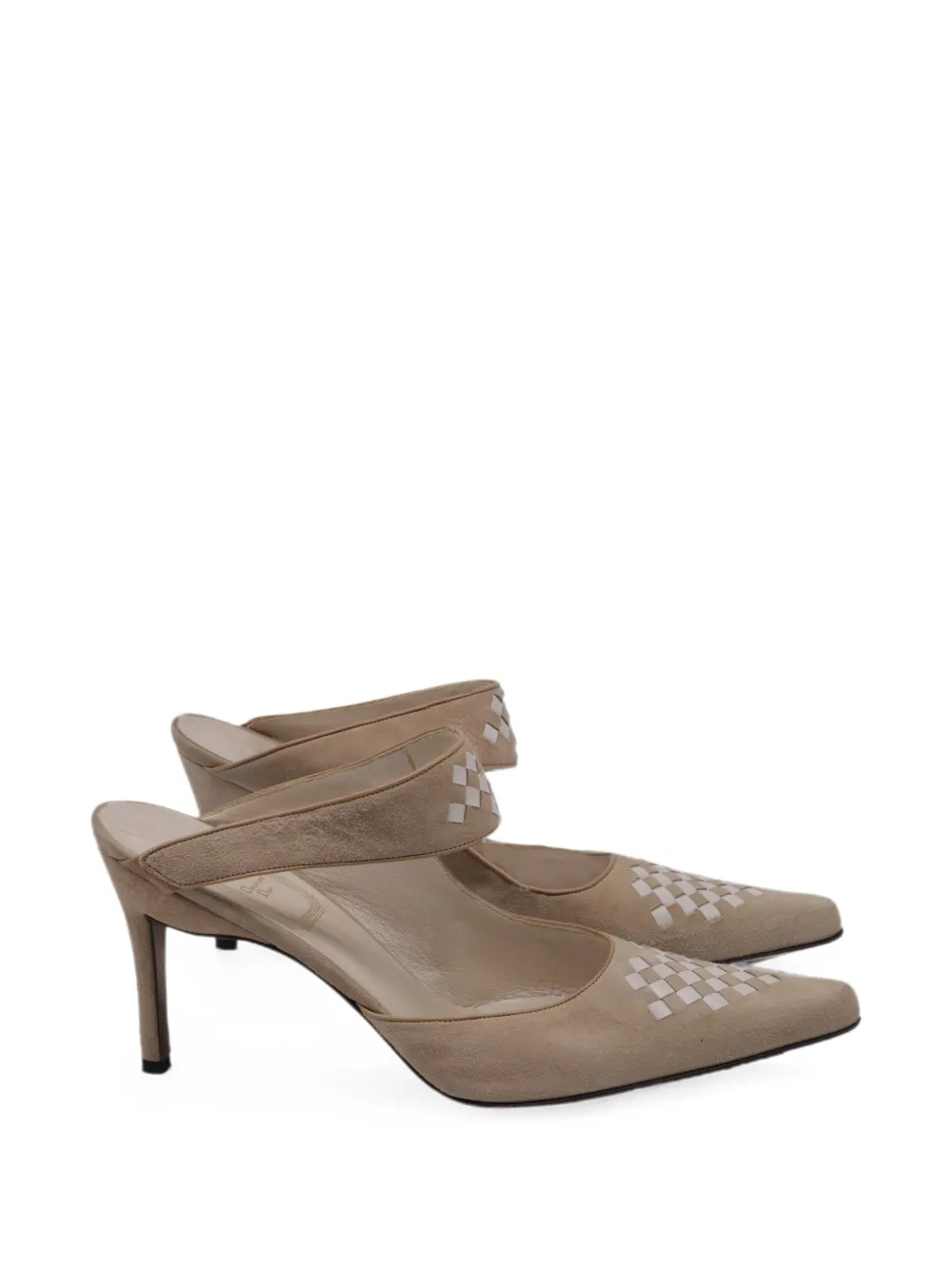 Pre-owned Dior 2010s Woven Pointed-toe Sandals In Neutral