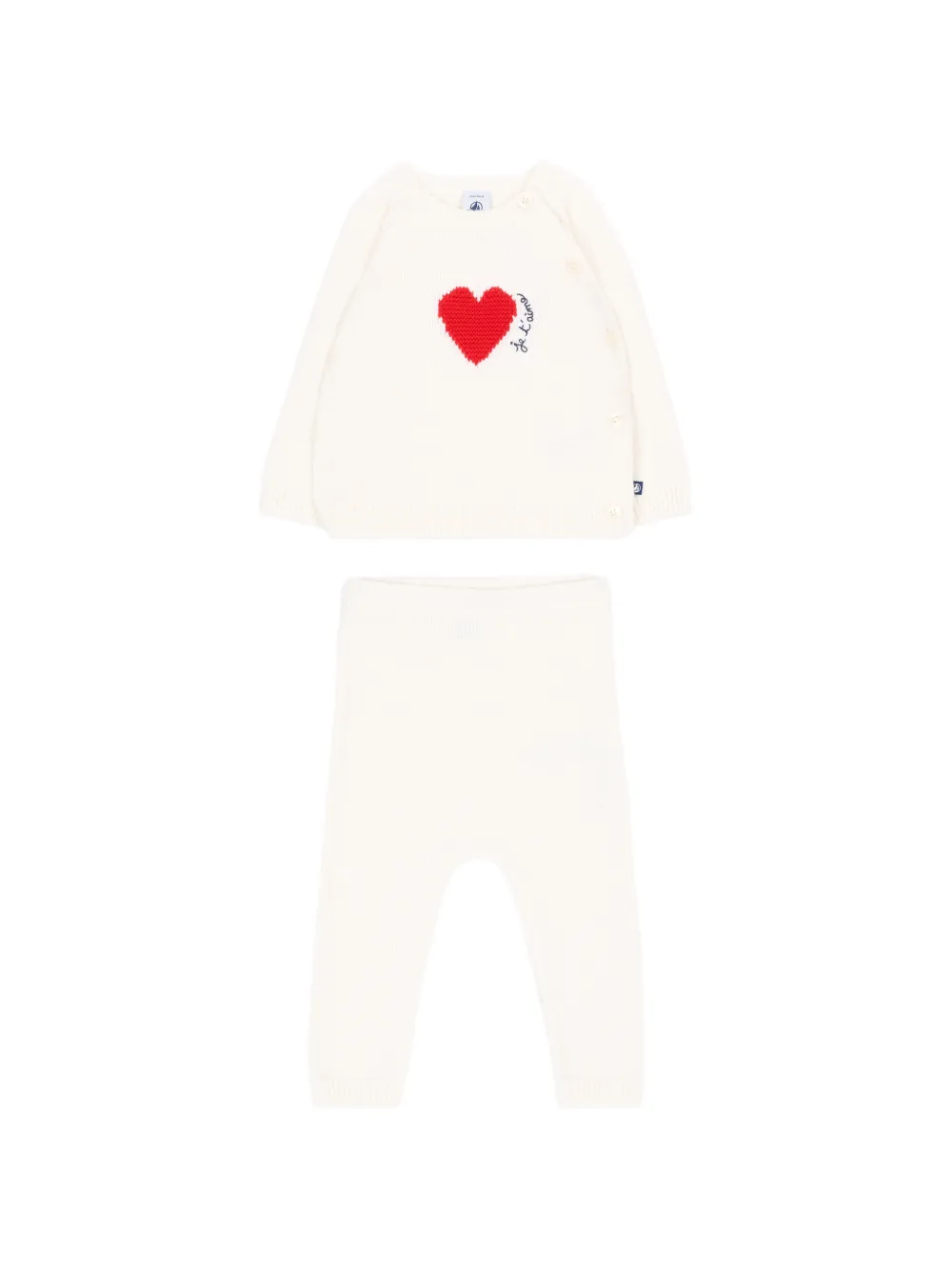Petit Bateau heart-intarsia knitted trouser set (set of two) - Weiß