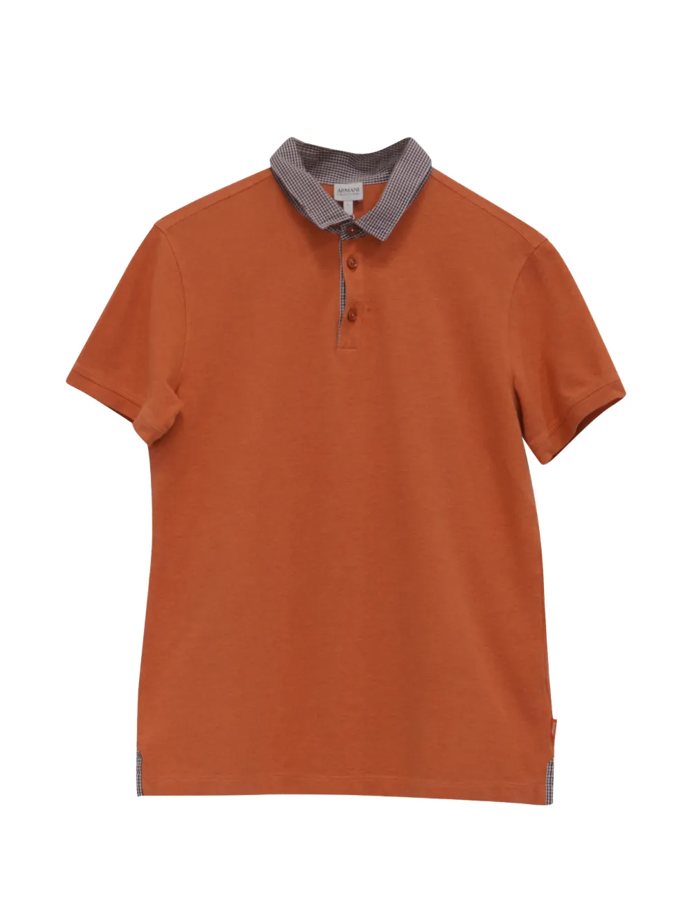 Pre-owned Giorgio Armani Checked-collar Polo Shirt In Orange
